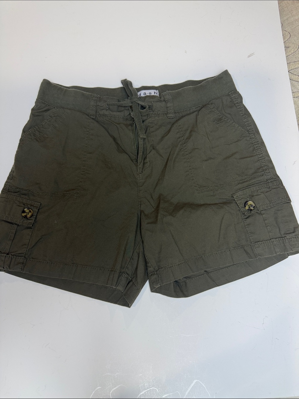 Dash Women’s Olive Cargo Short with Drawstring Waist, Medium